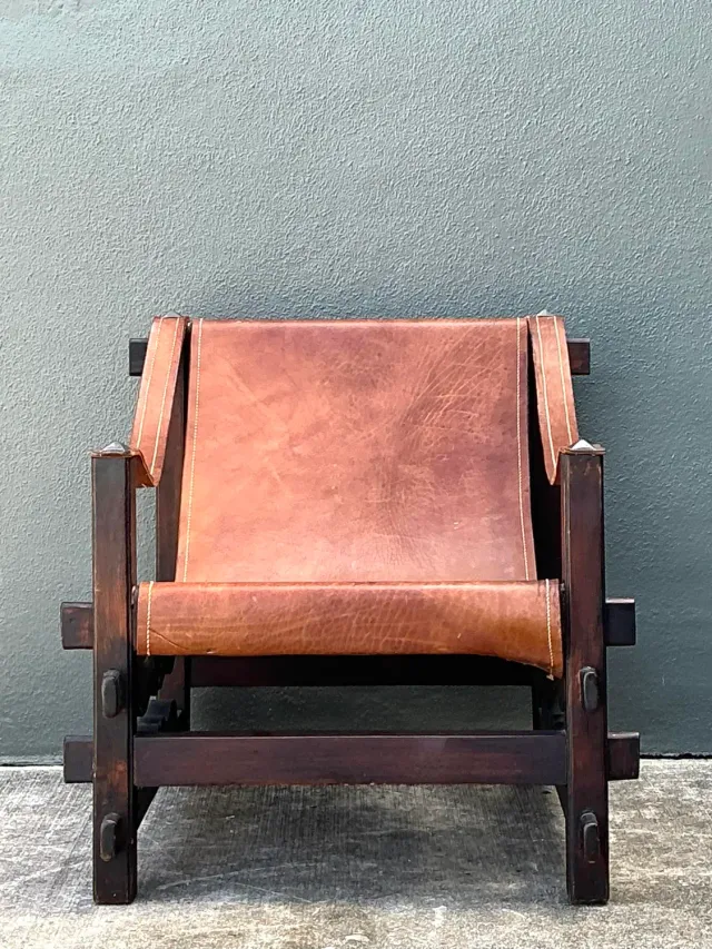 Vintage MCM Leather Sling Lounge Chair — additional photo 4