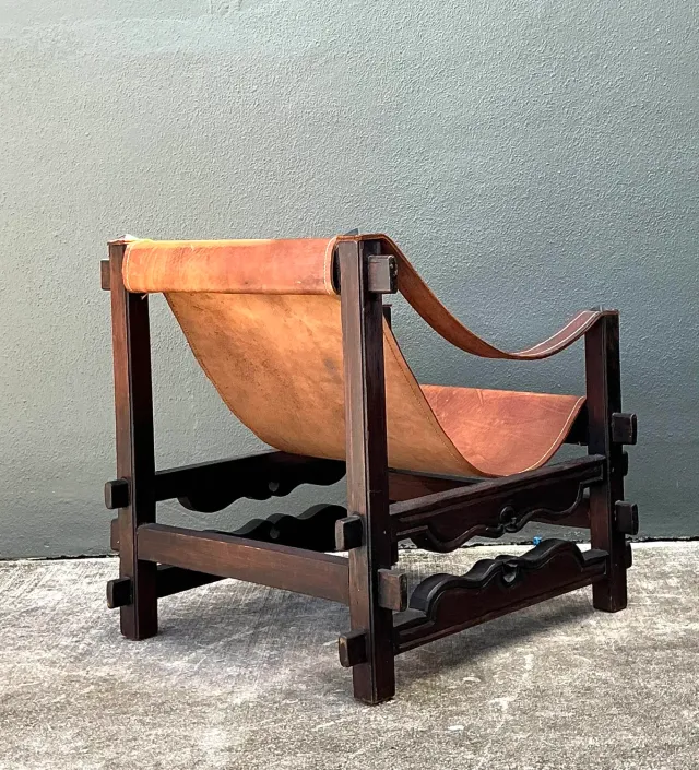 Vintage MCM Leather Sling Lounge Chair — additional photo 6