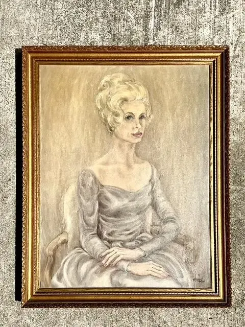 Vintage MCM Original Oil Portrait of Woman