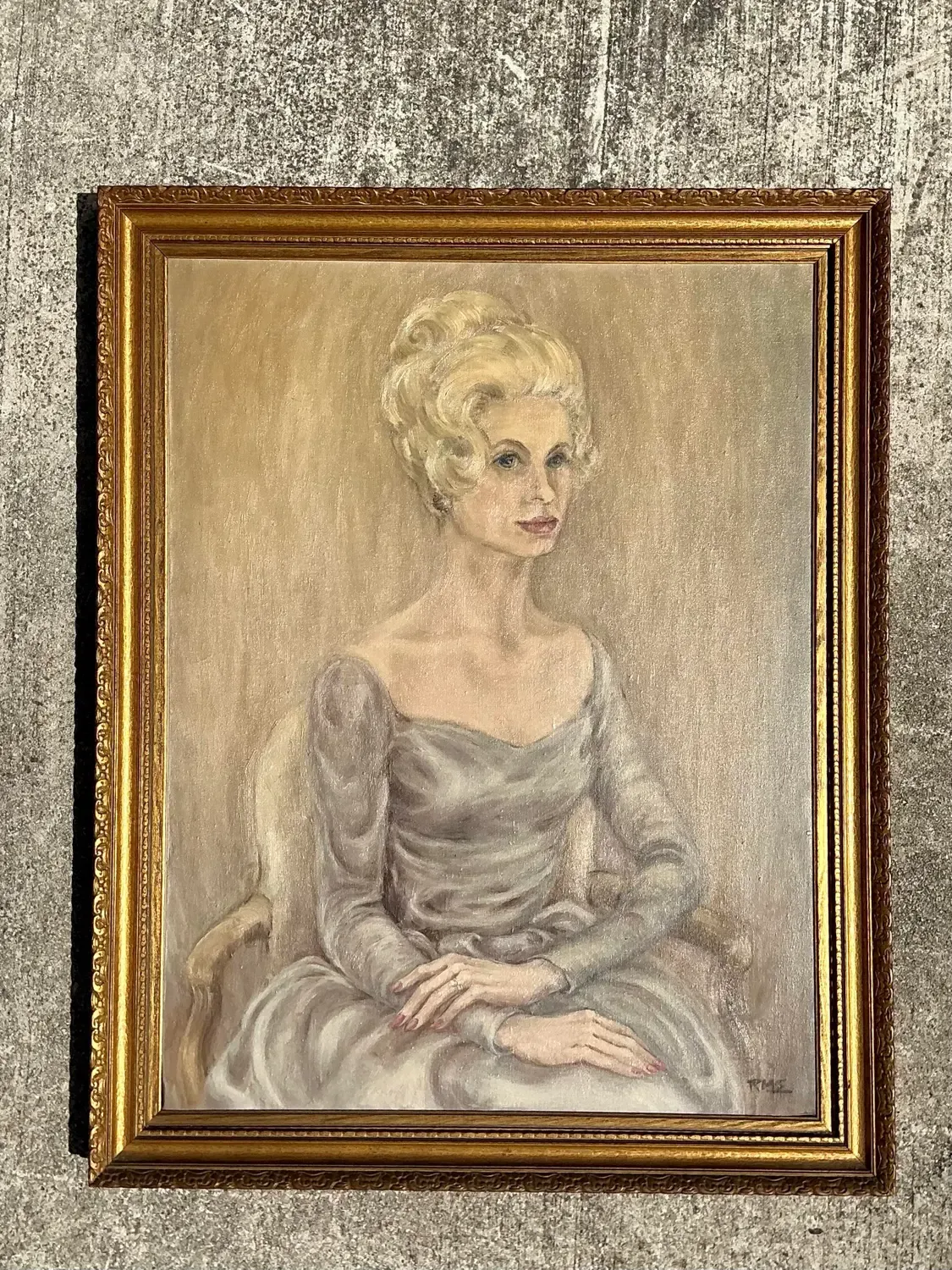 Vintage MCM Original Oil Portrait of Woman — additional photo 2