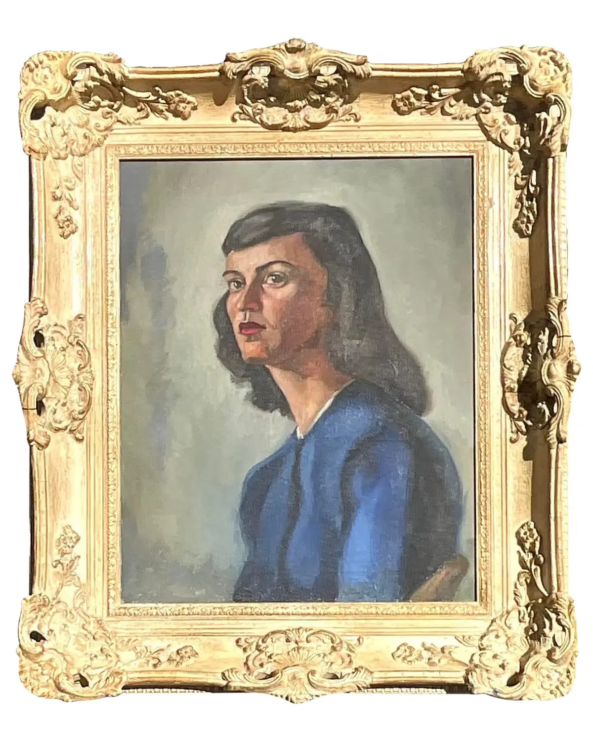Vintage MCM Original Oil Portrait on Canvas