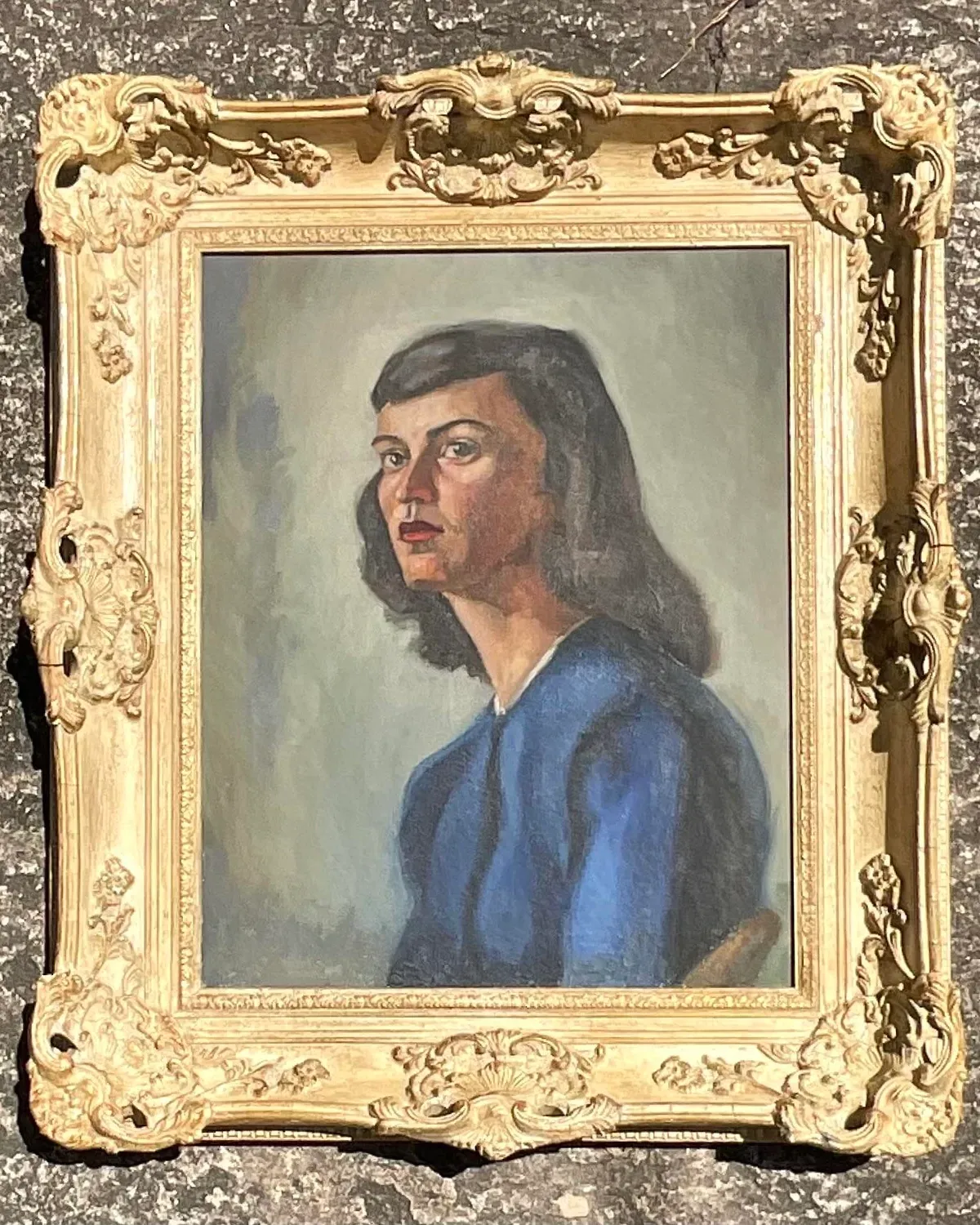 Vintage MCM Original Oil Portrait on Canvas — additional photo 5