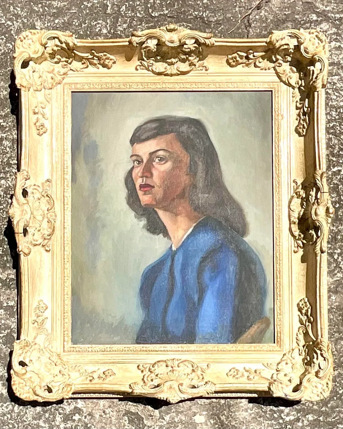 Vintage MCM Original Oil Portrait on Canvas — additional photo 8