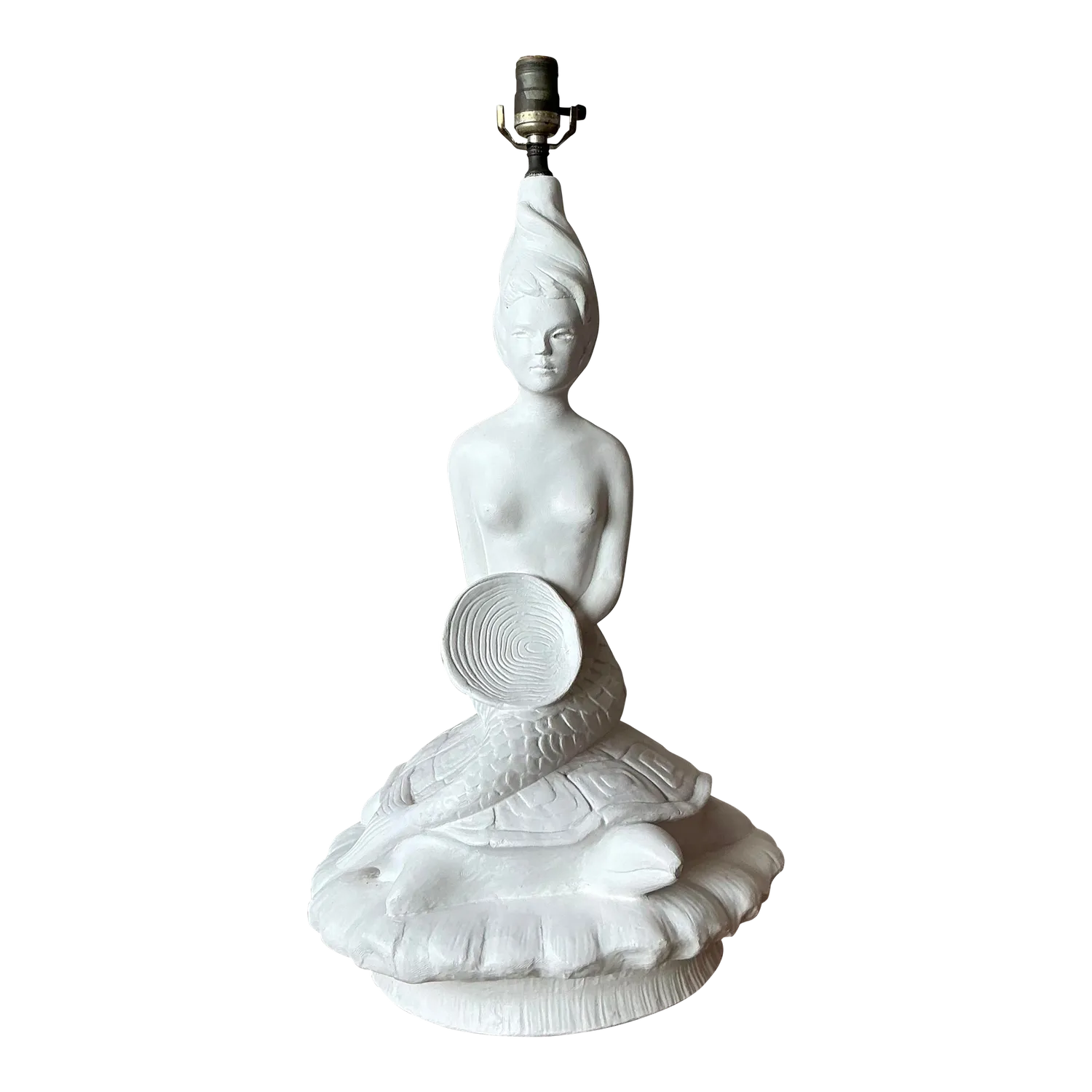 Vintage MCM Plaster Mermaid Lamp — additional photo 4