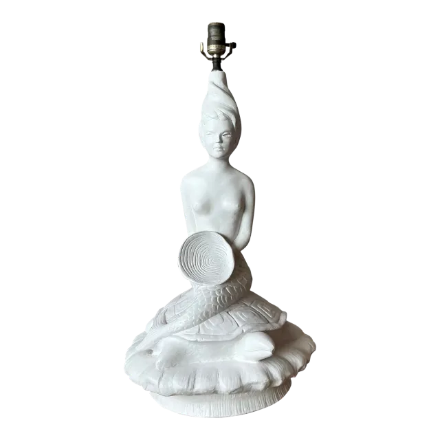 Vintage MCM Plaster Mermaid Lamp — additional photo 4