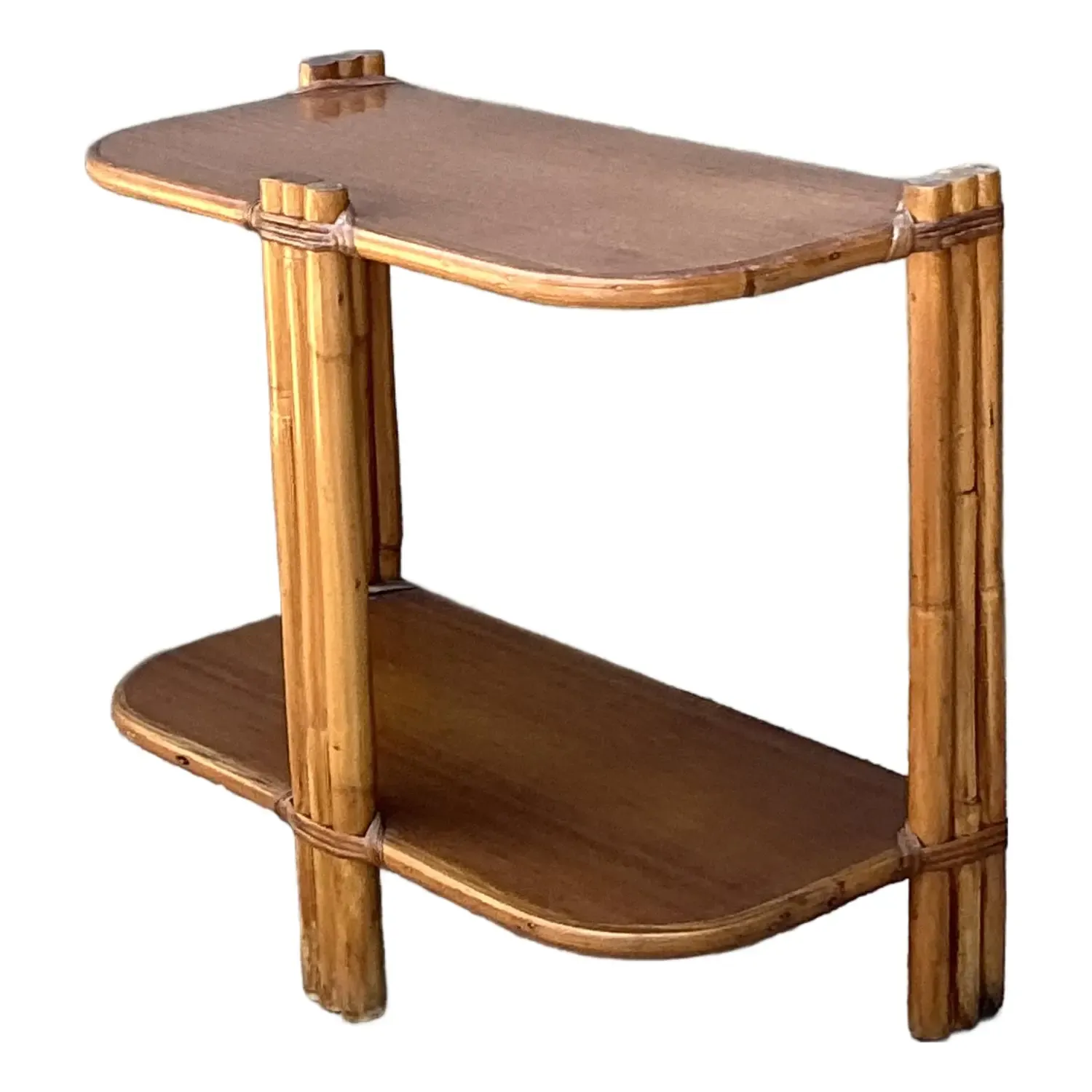 Vintage MCM Rattan Side Table — additional photo 1