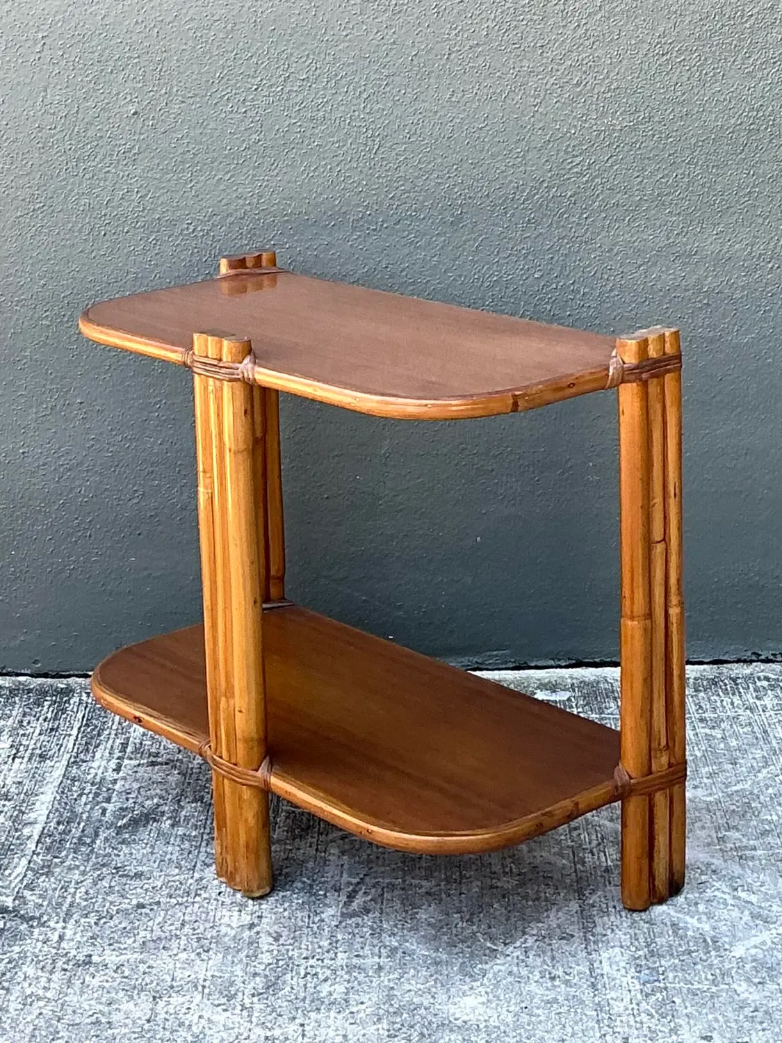 Vintage MCM Rattan Side Table — additional photo 3