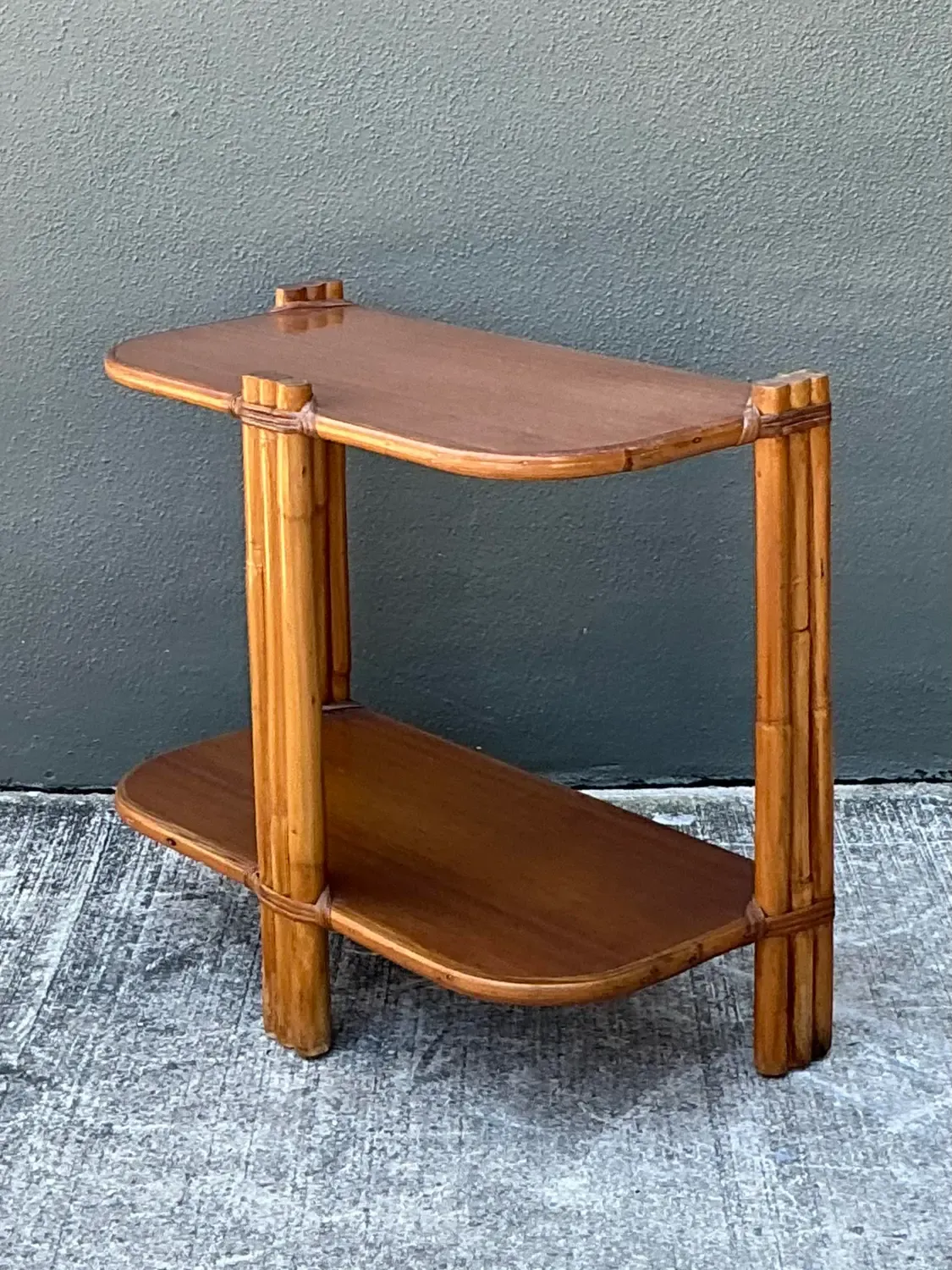 Vintage MCM Rattan Side Table — additional photo 5