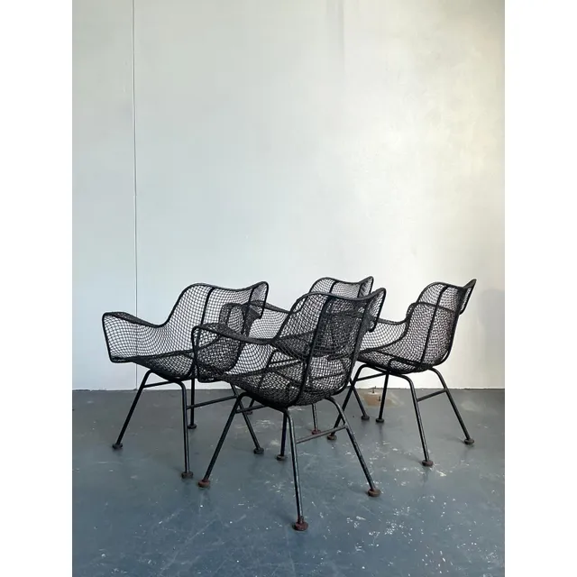 Vintage MCM Russell Woodard “Sculptura” Wrought Iron Dining Chairs - Set of 4 — additional photo 4