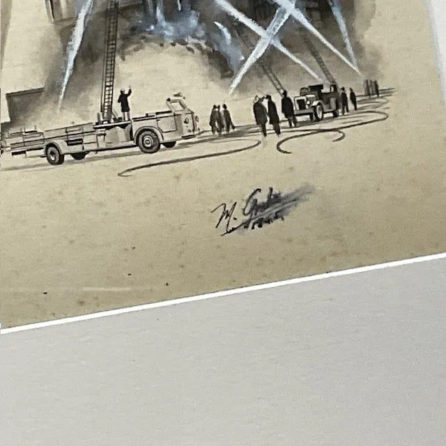 Vintage MCM Signed Sci-Fi Male Portrait Ink Drawing — additional photo 3