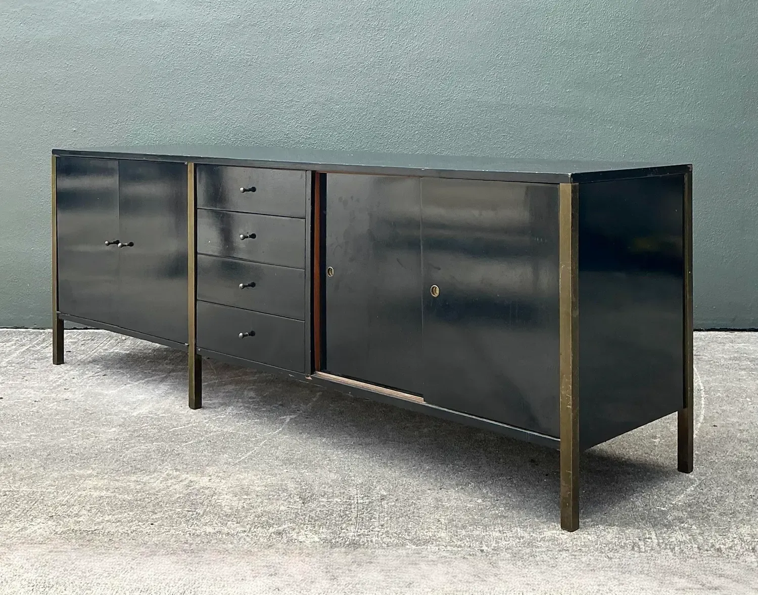 Vintage MCM Sliding Door Credenza After Paul McCobb — additional photo 3