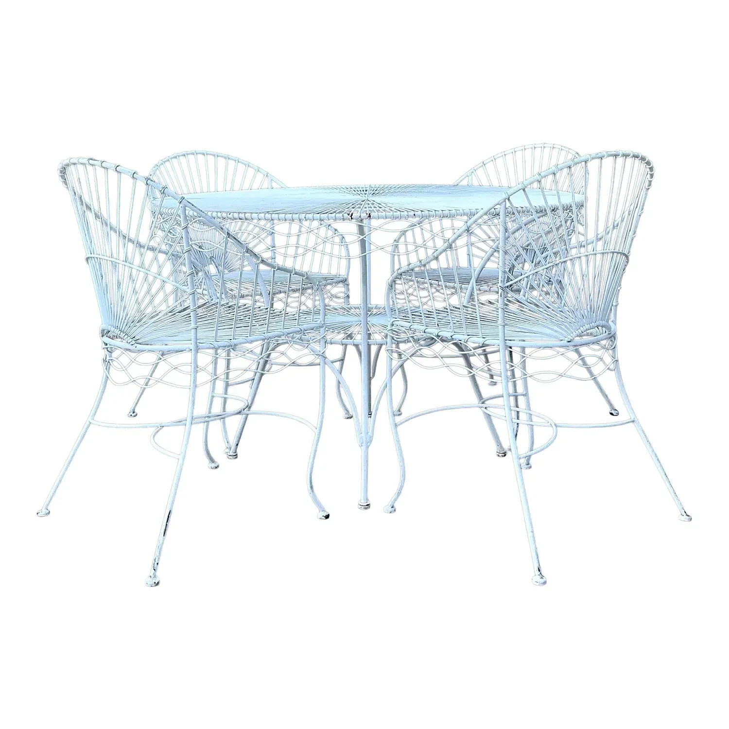Vintage MCM Twisted Wrought Iron Dining Set of 5 — additional photo 1