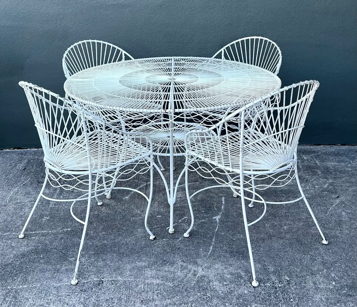 Vintage MCM Twisted Wrought Iron Dining Set of 5 — additional photo 4