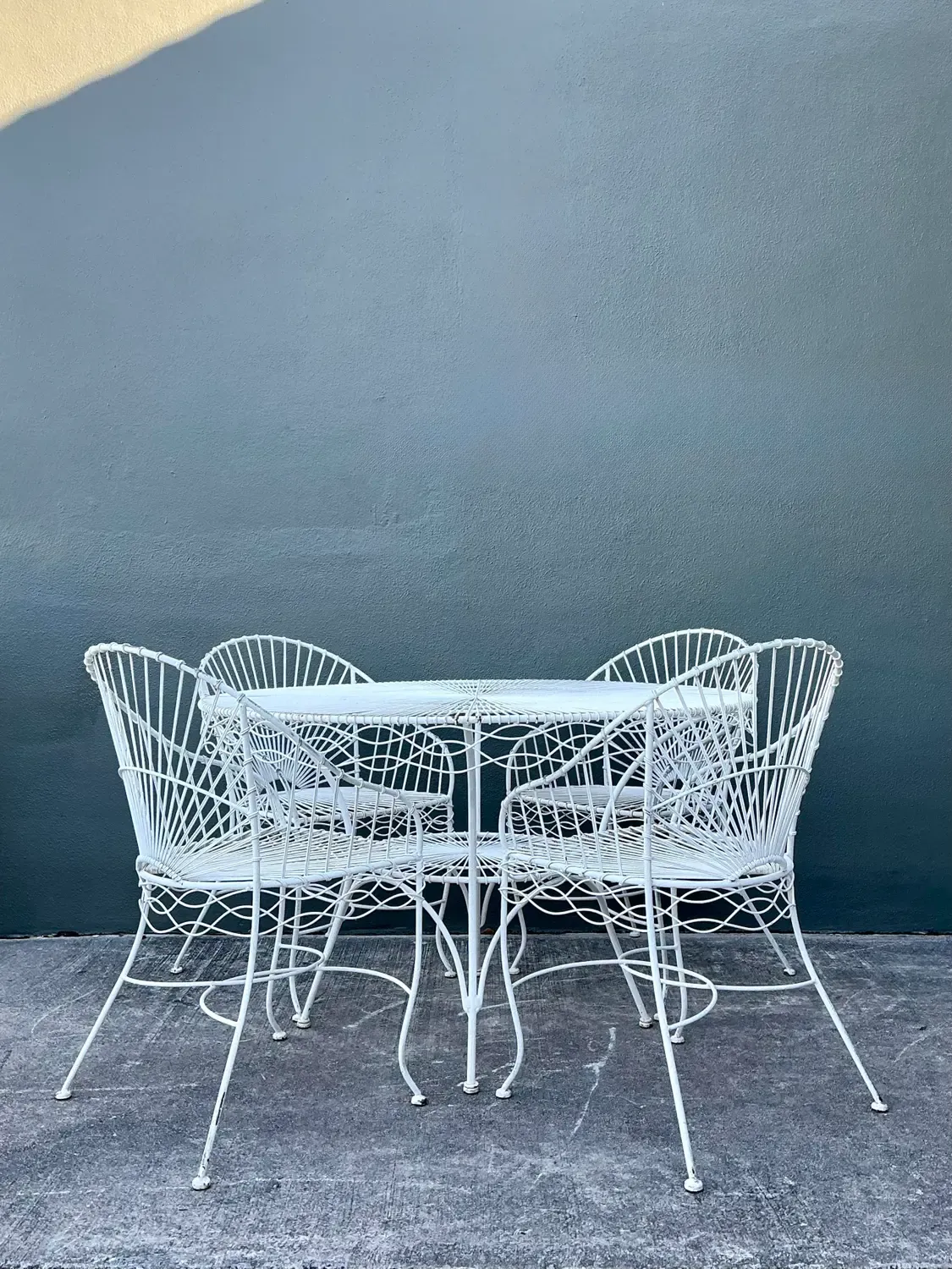 Vintage MCM Twisted Wrought Iron Dining Set of 5 — additional photo 7
