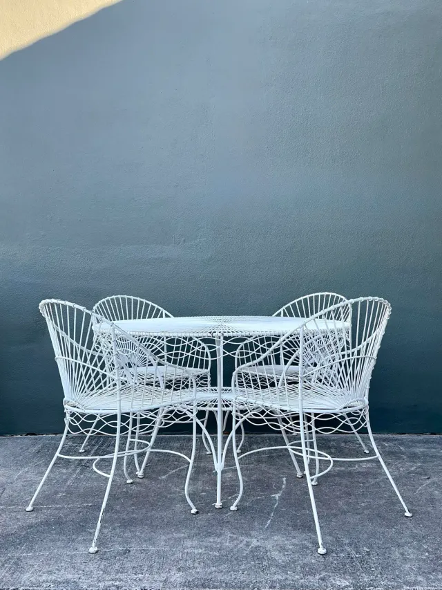 Vintage MCM Twisted Wrought Iron Dining Set of 5 — additional photo 7