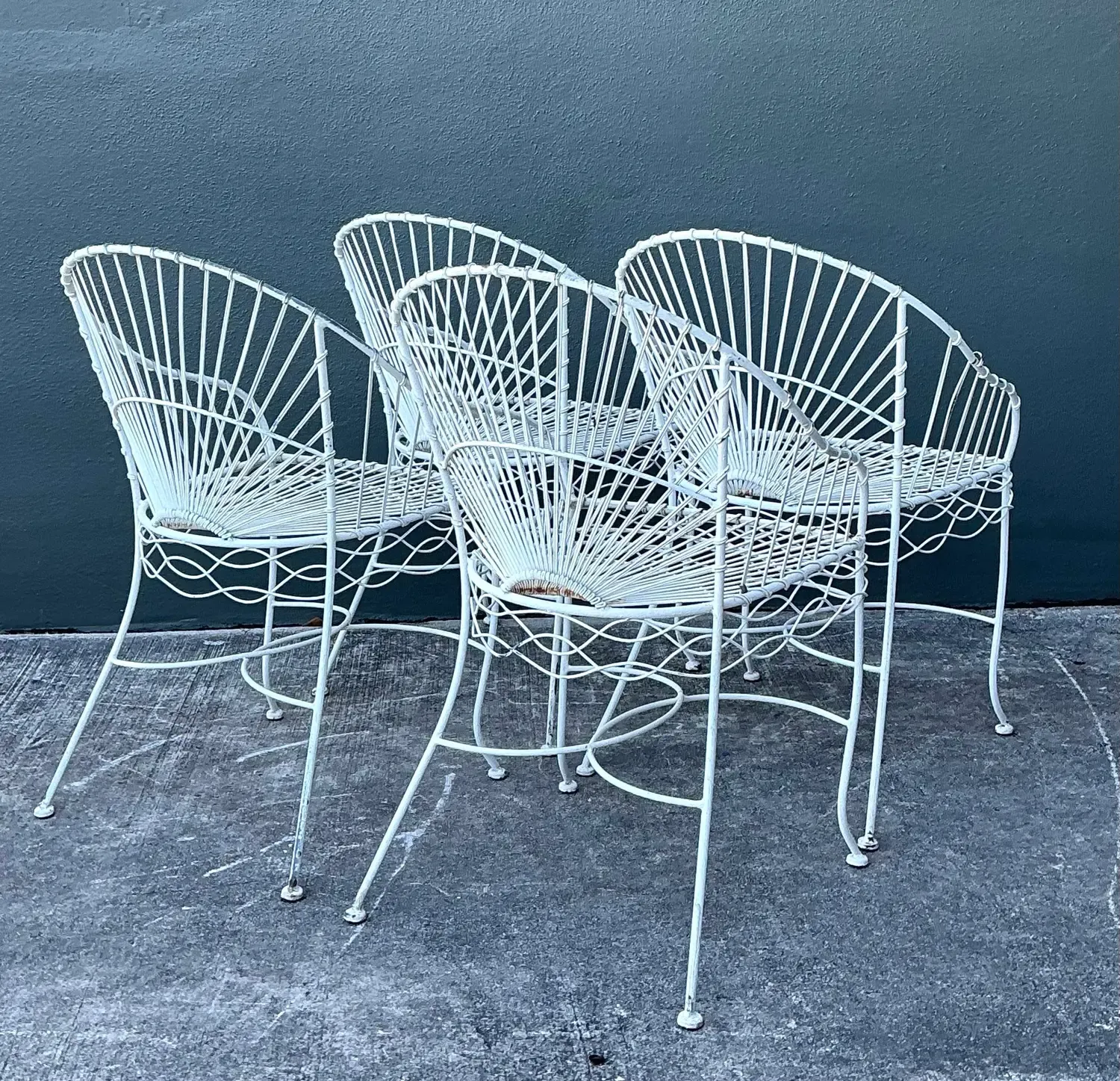 Vintage MCM Twisted Wrought Iron Dining Set of 5 — additional photo 8