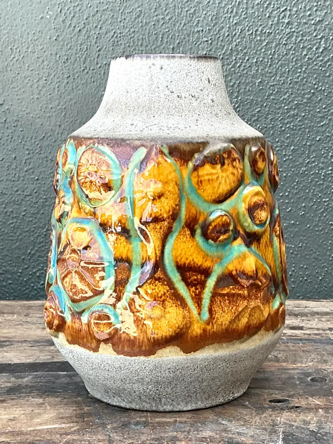Vintage MCM West German Glazed Ceramic Vase — additional photo 2