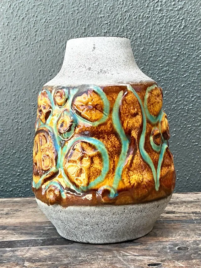 Vintage MCM West German Glazed Ceramic Vase — additional photo 4