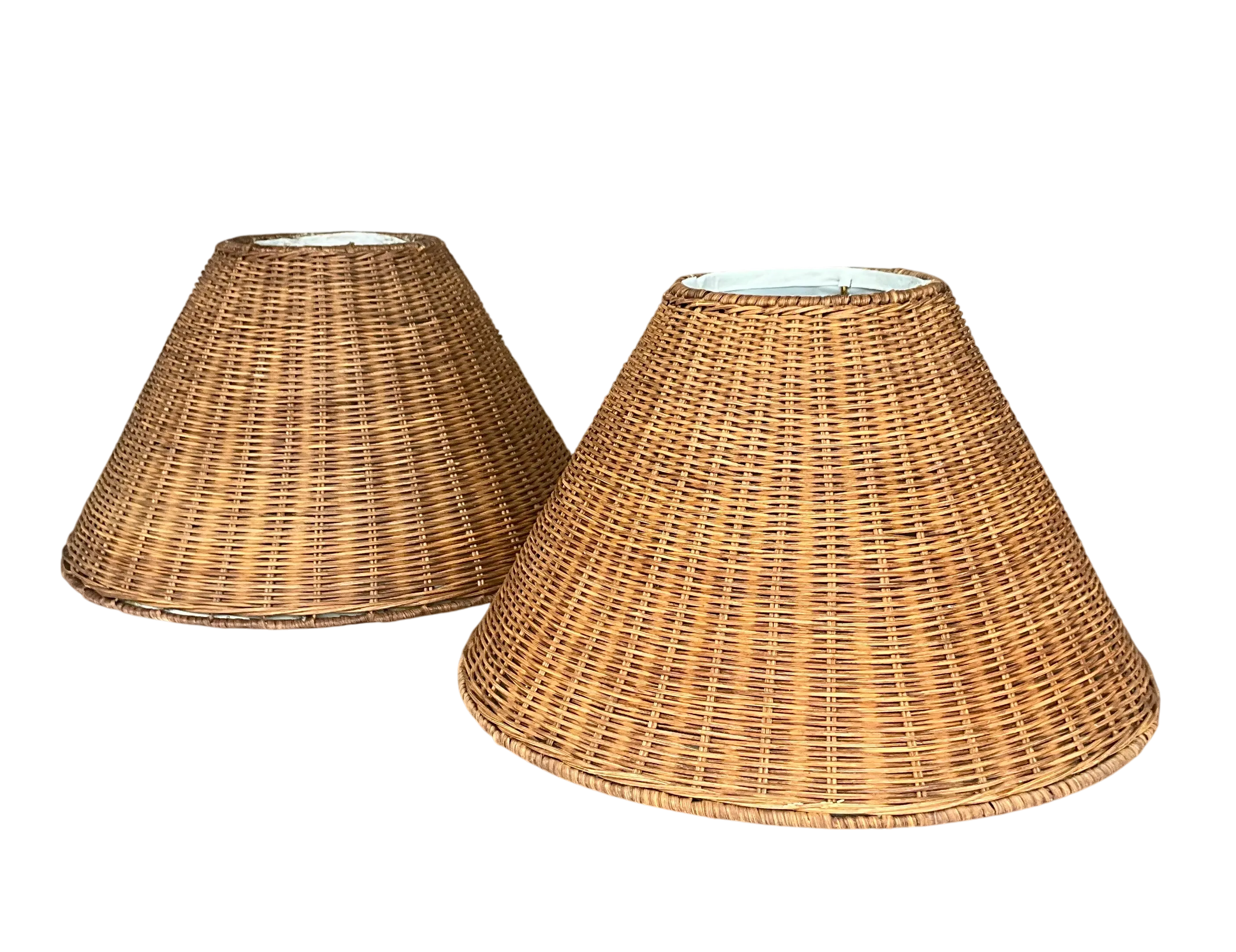 Vintage Medium Woven Rattan Lampshades- a Pair — additional photo 2