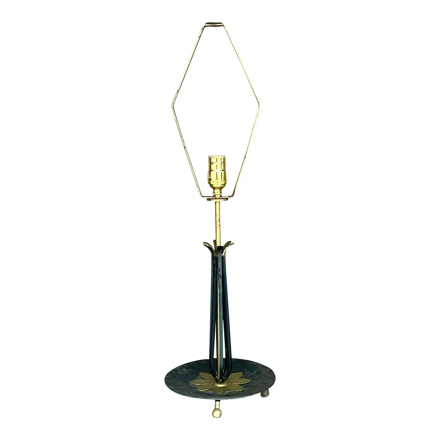 Vintage Mid 20th Century Wrought Iron Lotus Lamp — additional photo 1