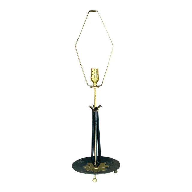 Vintage Mid 20th Century Wrought Iron Lotus Lamp — additional photo 1