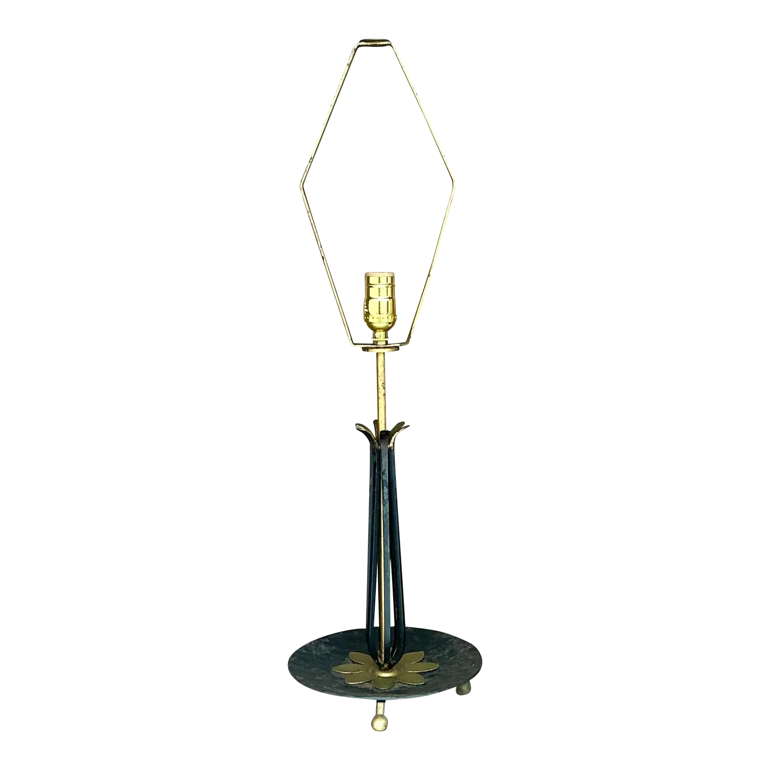 Vintage Mid 20th Century Wrought Iron Lotus Lamp — additional photo 2