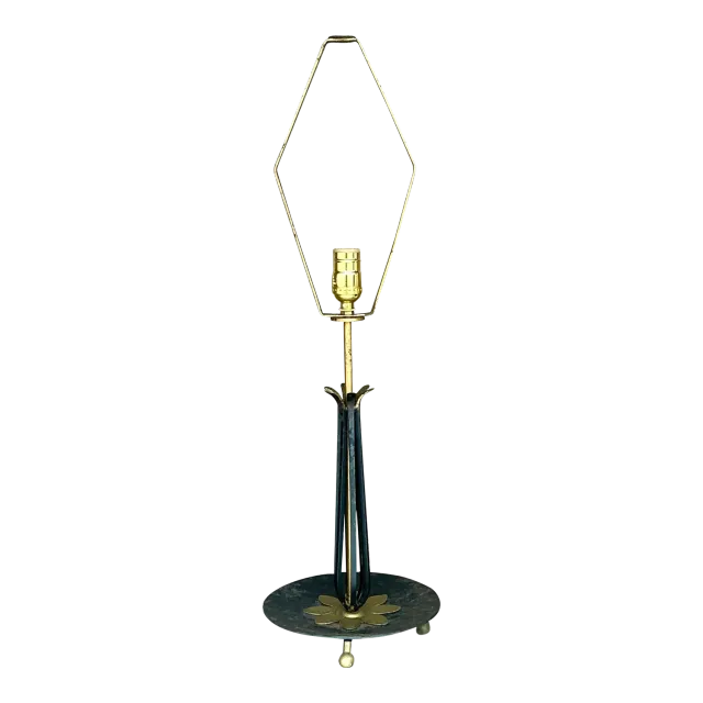 Vintage Mid 20th Century Wrought Iron Lotus Lamp — additional photo 2