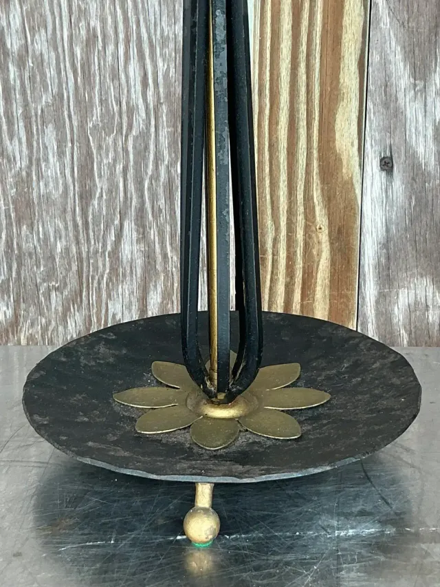 Vintage Mid 20th Century Wrought Iron Lotus Lamp — additional photo 5
