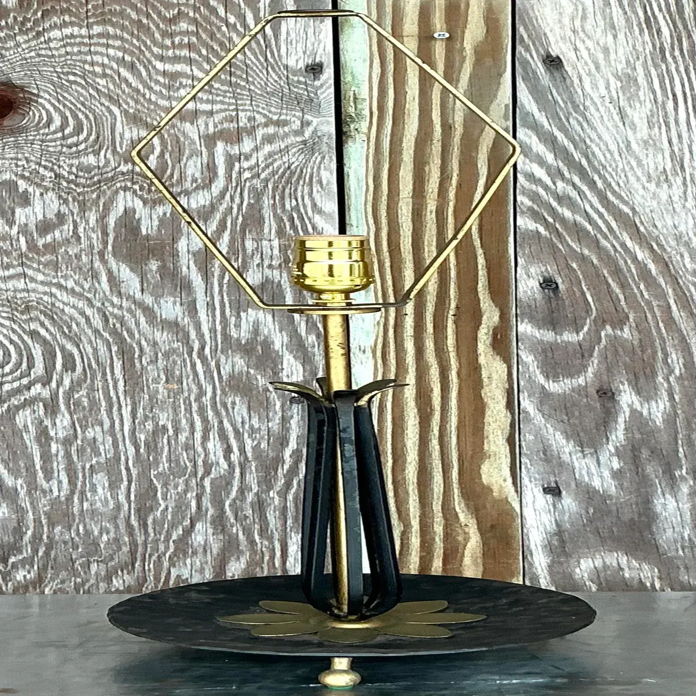 Vintage Mid 20th Century Wrought Iron Lotus Lamp — additional photo 8