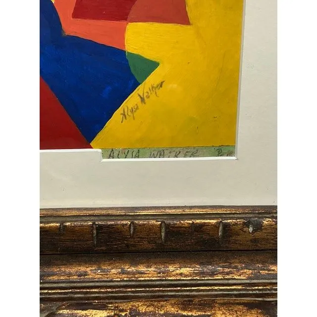 Vintage Mid-Century Modern Abstract Geometric Painting on Paper — additional photo 4
