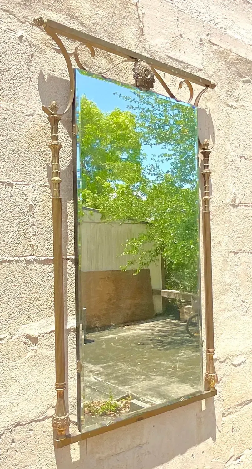 Vintage Mid-Century Modern Brass Column Mirror — additional photo 4