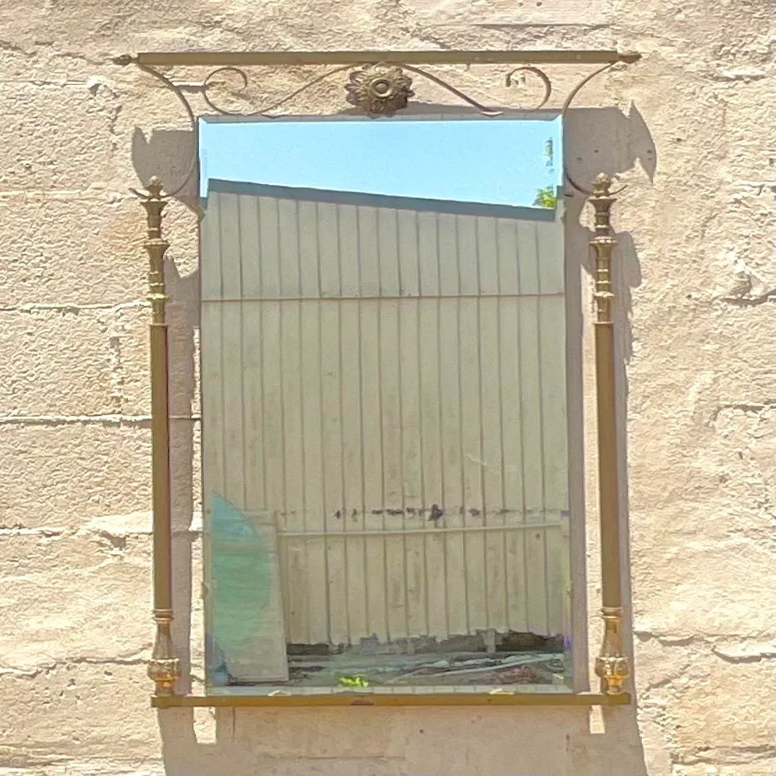 Vintage Mid-Century Modern Brass Column Mirror — additional photo 5