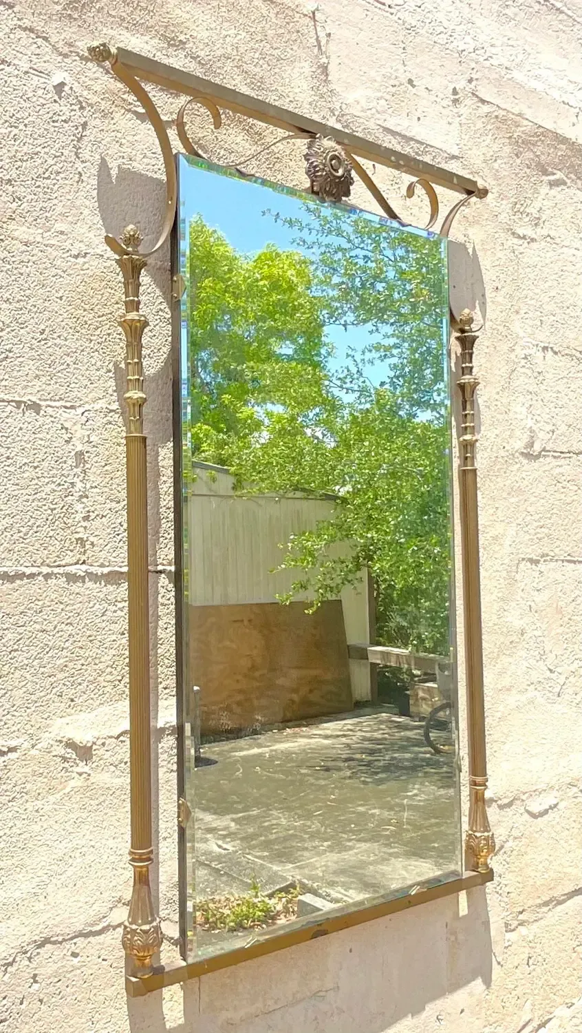Vintage Mid-Century Modern Brass Column Mirror — additional photo 7