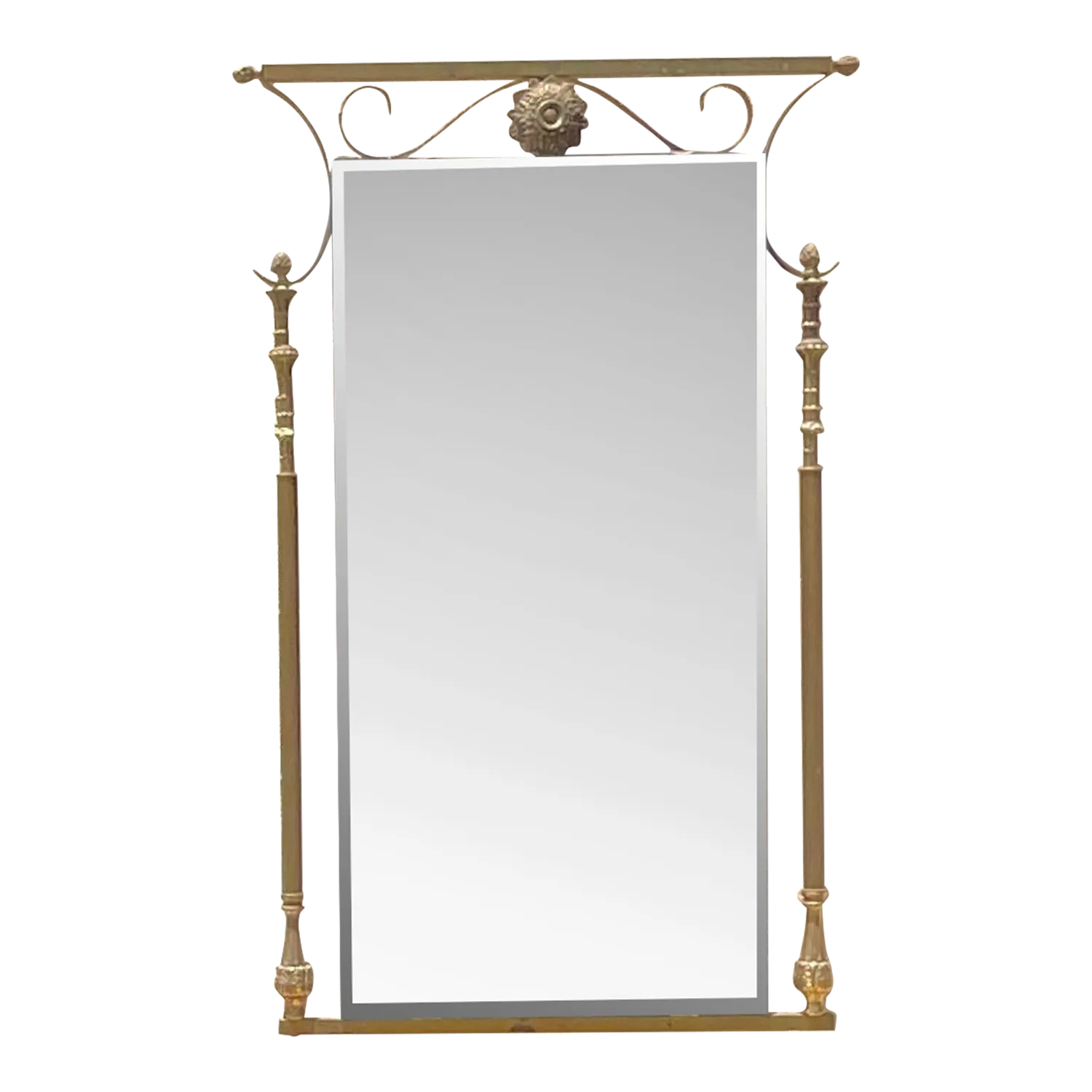 Vintage Mid-Century Modern Brass Column Mirror — additional photo 8