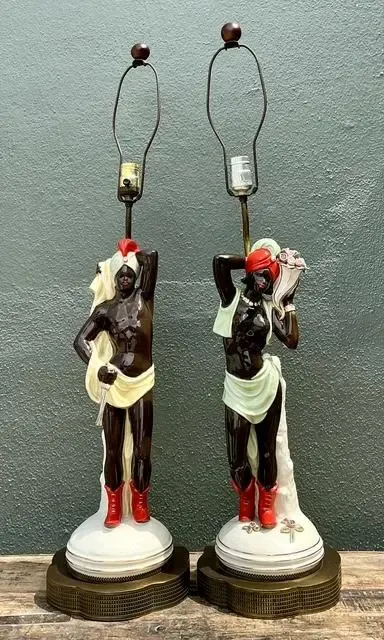 Vintage Mid Century Modern Glazed Ceramic Roma Lamps - A Pair — additional photo 3