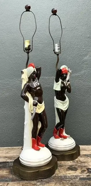 Vintage Mid Century Modern Glazed Ceramic Roma Lamps - A Pair — additional photo 6
