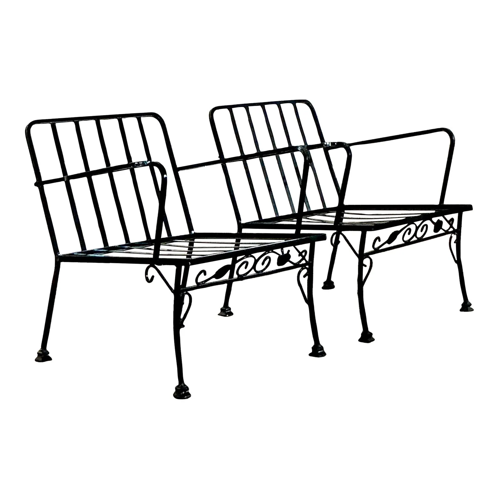 Vintage Mid-Century Modern Grape Vine Wrought Iron Lounge Chairs - A Pair — additional photo 1