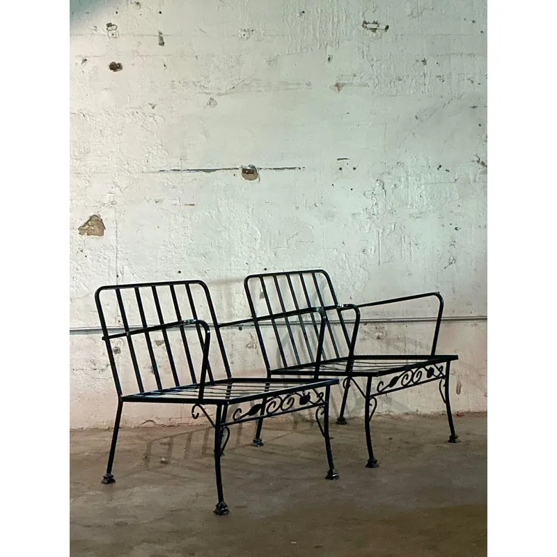 Vintage Mid-Century Modern Grape Vine Wrought Iron Lounge Chairs - A Pair — additional photo 2