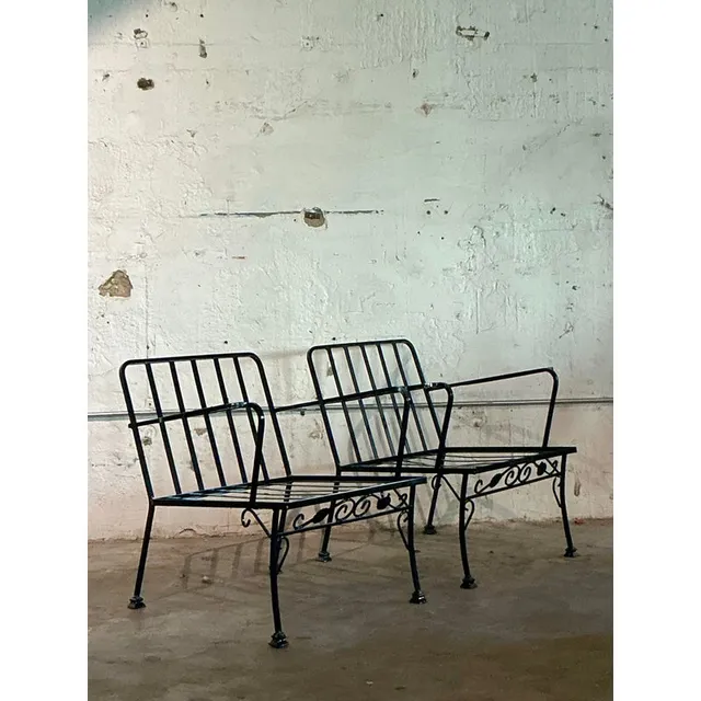 Vintage Mid-Century Modern Grape Vine Wrought Iron Lounge Chairs - A Pair — additional photo 2