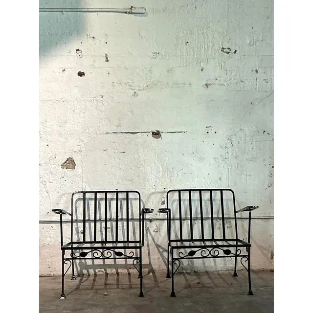 Vintage Mid-Century Modern Grape Vine Wrought Iron Lounge Chairs - A Pair — additional photo 3