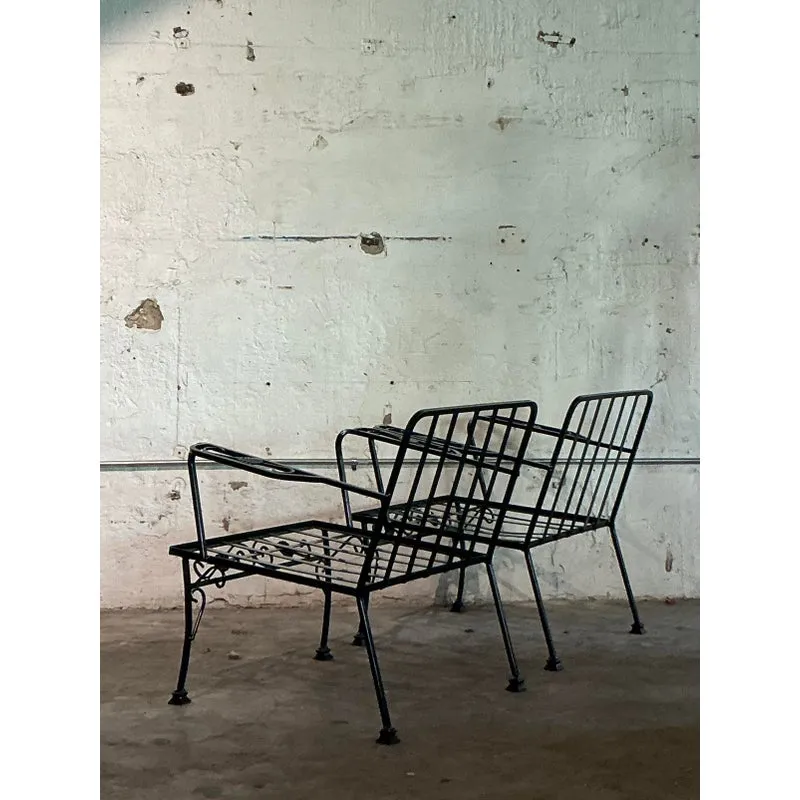 Vintage Mid-Century Modern Grape Vine Wrought Iron Lounge Chairs - A Pair — additional photo 5