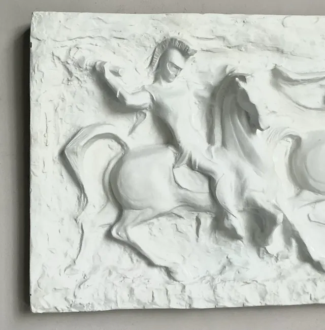 Vintage Mid-Century Modern Segura Painted Fiberglass Gladiator Wall Relief — additional photo 7