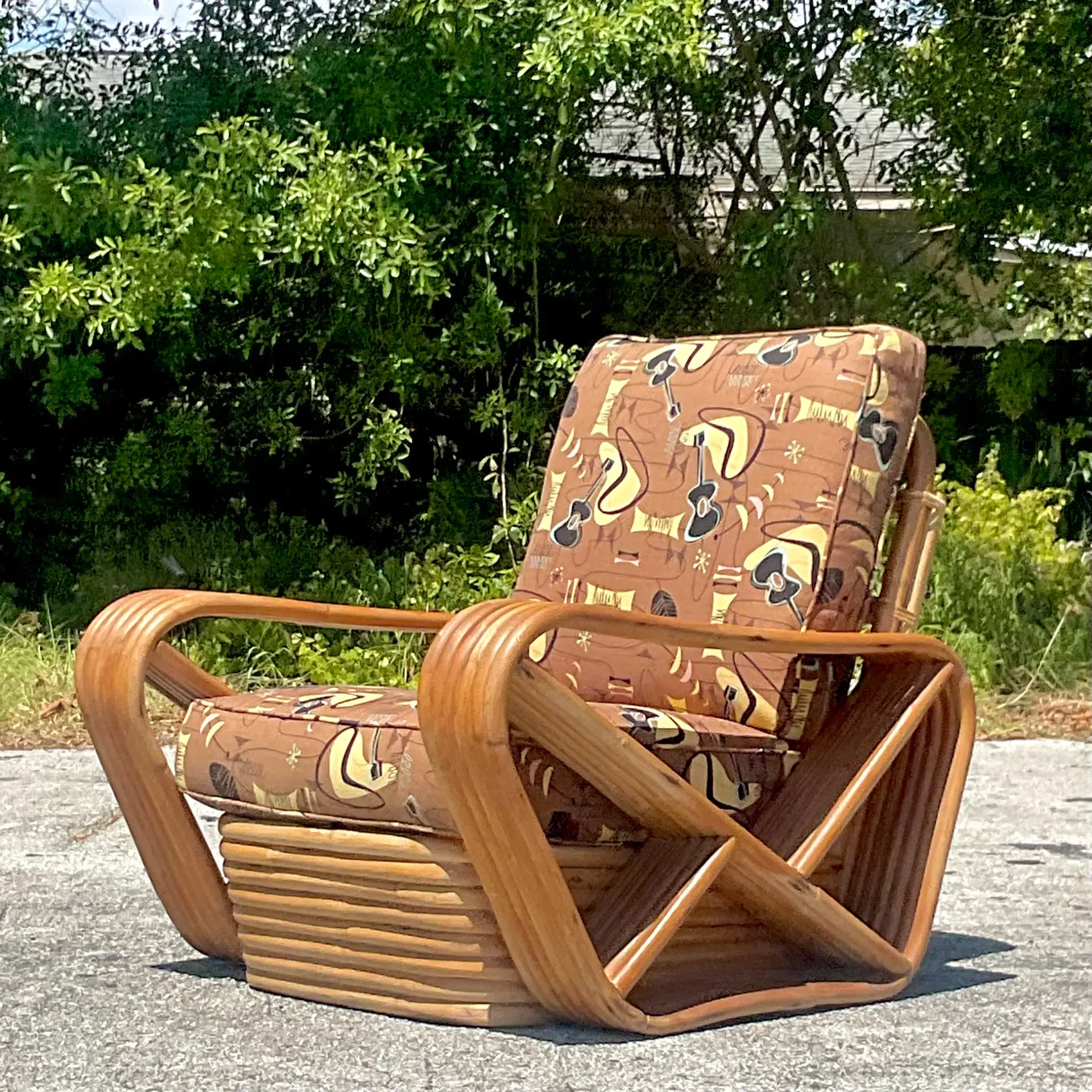 Vintage Mid-Century Modern Six Strand Bent Rattan Lounge Chair After Frankl — additional photo 2