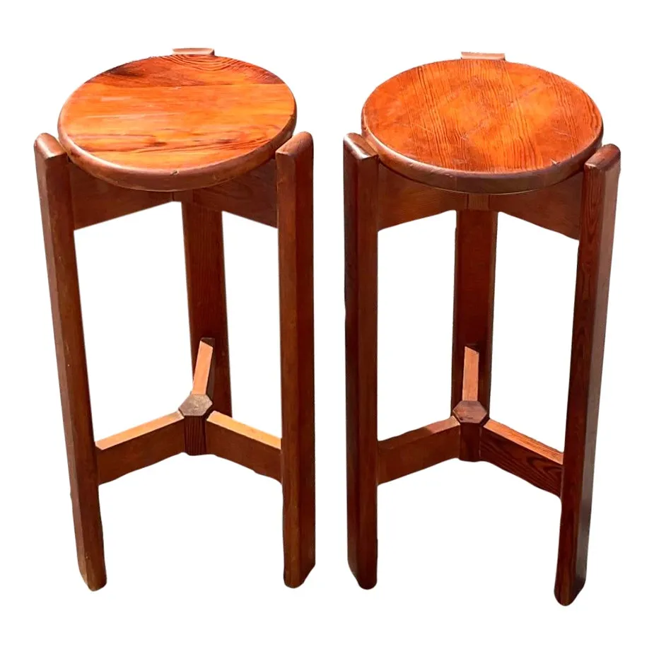 Vintage Mid-Century Modern Wood Barstools - Set of 2 — additional photo 1