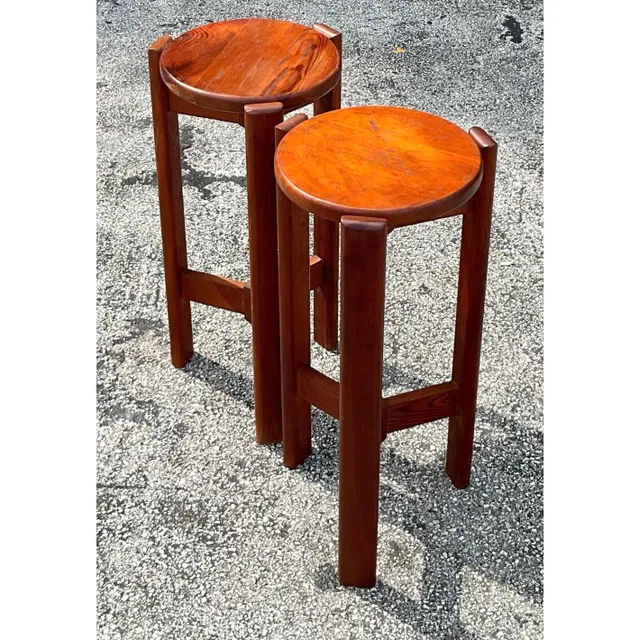 Vintage Mid-Century Modern Wood Barstools - Set of 2 — additional photo 3