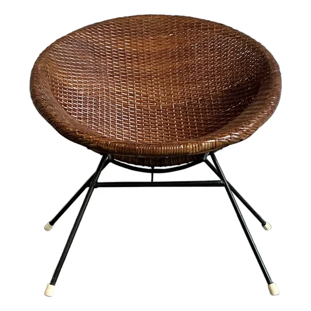 Vintage Mid-Century Modern Woven Rattan Hoop Chair — additional photo 4