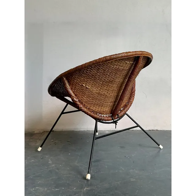 Vintage Mid-Century Modern Woven Rattan Hoop Chair — additional photo 5
