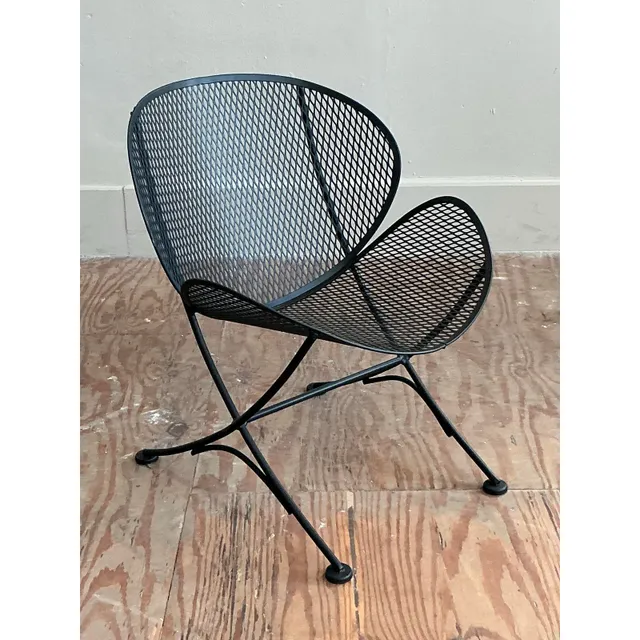 Vintage Mid-Century Modern Wrought Iron Orange Slice Lounge Chair After Salterini — additional photo 1