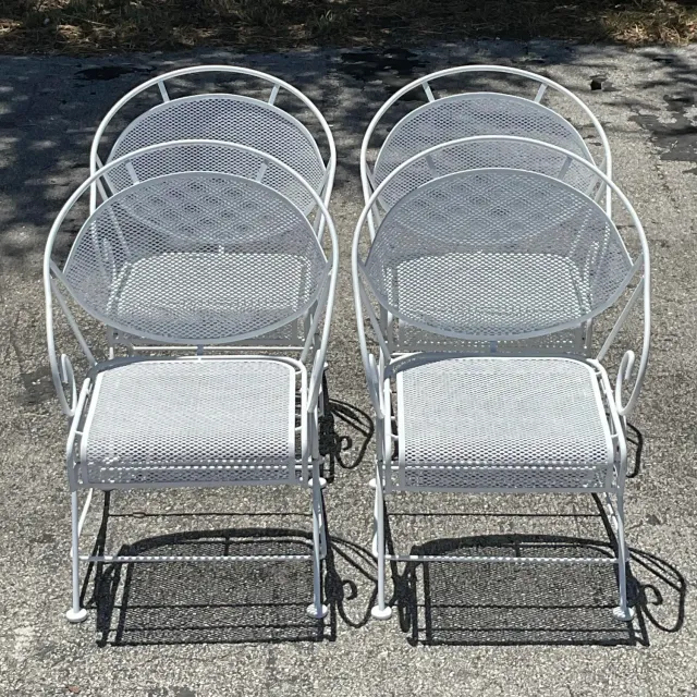 Vintage Mid-Century Modern Wrought Iron Outdoor Dining Set of 5 — additional photo 5