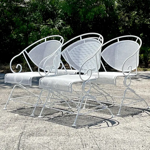Vintage Mid-Century Modern Wrought Iron Outdoor Dining Set of 5 — additional photo 6